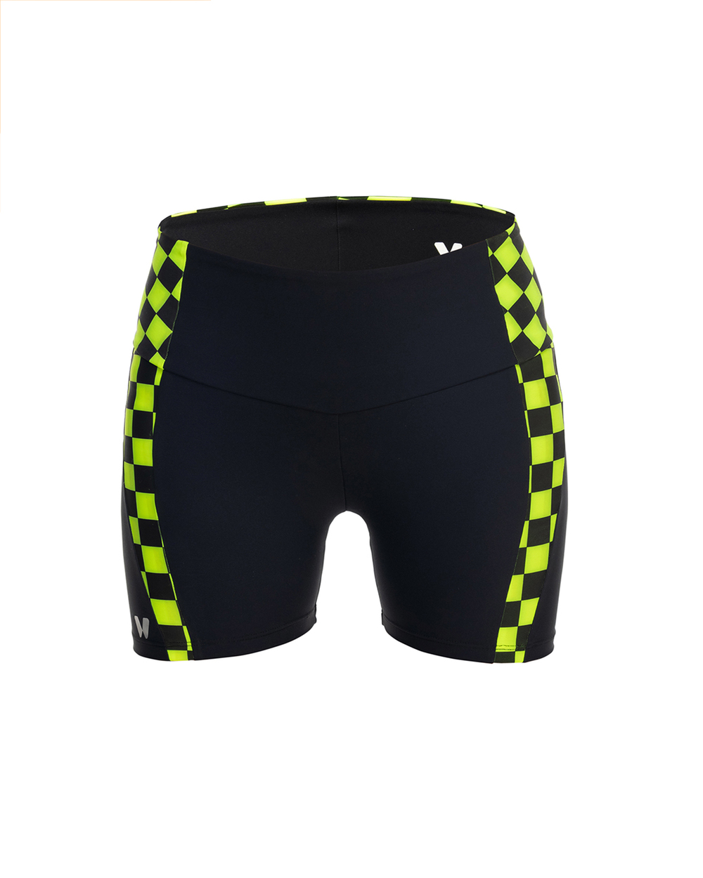 SHORT DE RUNNING PARA MUJER NEGRO Y FLUOR COLECCIÓN GRAND PRIX